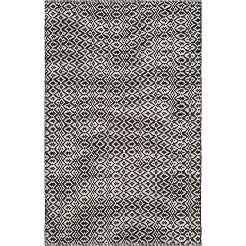 Coastal Charm Black Cotton Flat Woven Handmade Rug - 3'x5'