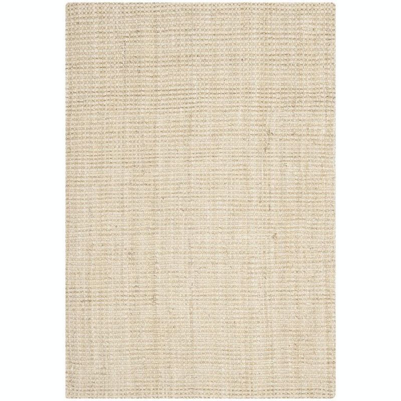 Ivory Beige Hand-Knotted Non-Slip Jute 4' x 6' Area Rug