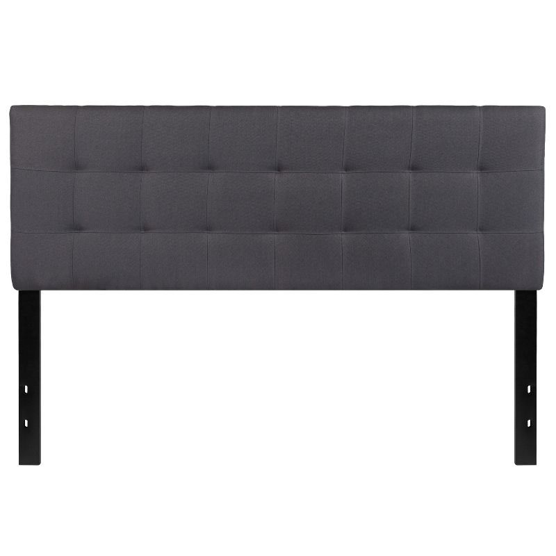 Dark Gray Tufted Upholstered Queen Headboard with Adjustable Slots