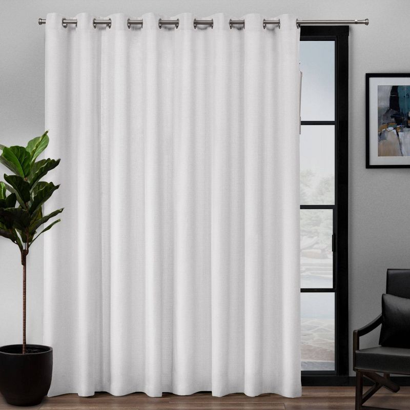 Winter White Light-Filtering Linen Look Grommet Curtain Panel