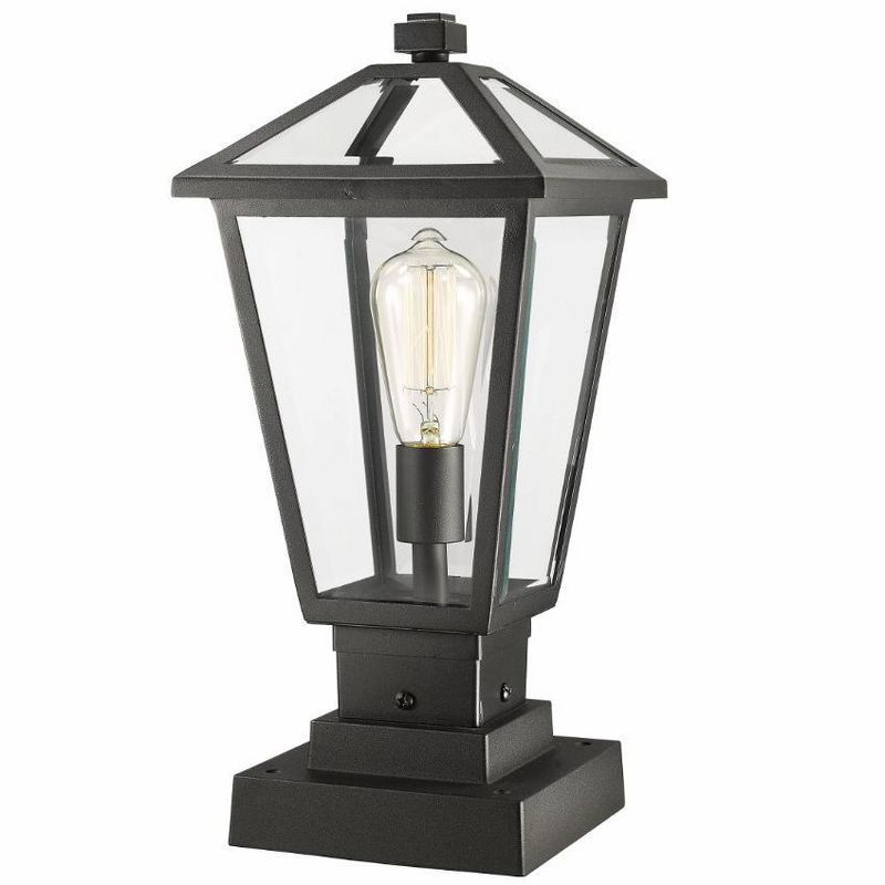 Talbot 17.5" Black Metal Outdoor Pier Mount Lantern