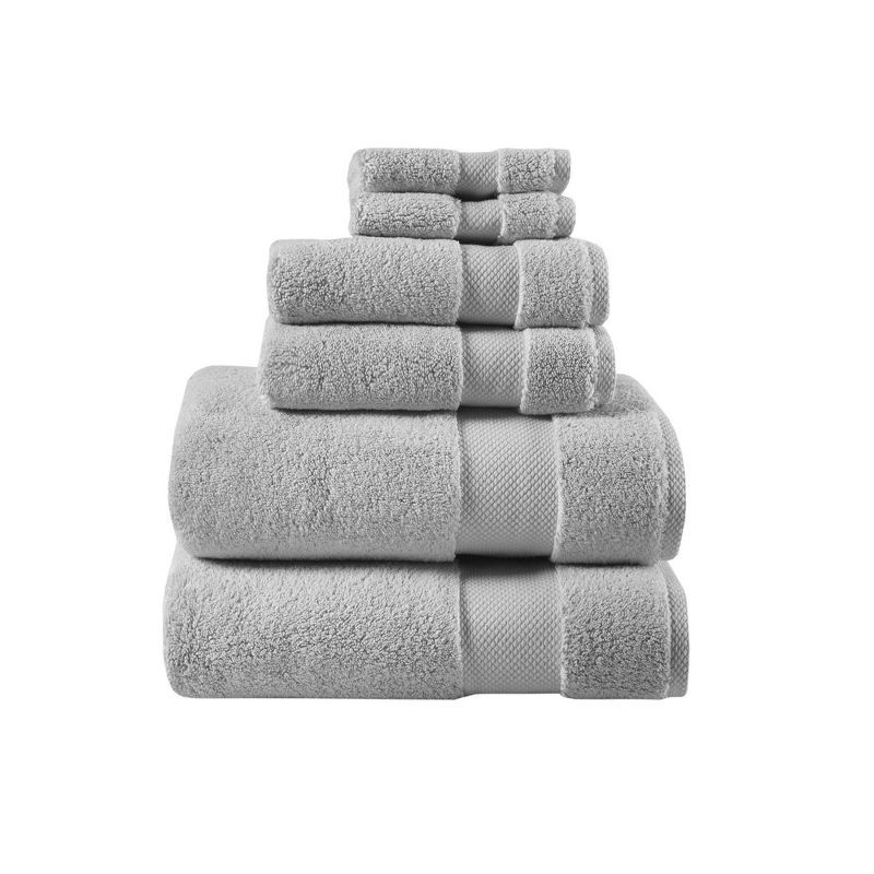 Oversized Soft Plush Gray Cotton Hand Towel Set