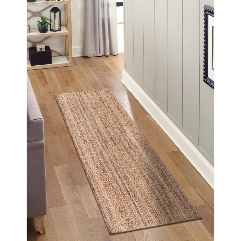 Natural Handmade Braided Jute Runner Rug, 2'7" x 6'1"