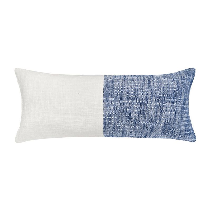 Eva Rectangular White and Blue Cotton Throw Pillow