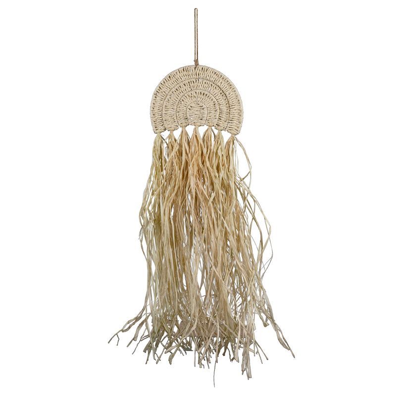 Natural Seagrass and Raffia Arch Hanging Wall Accent