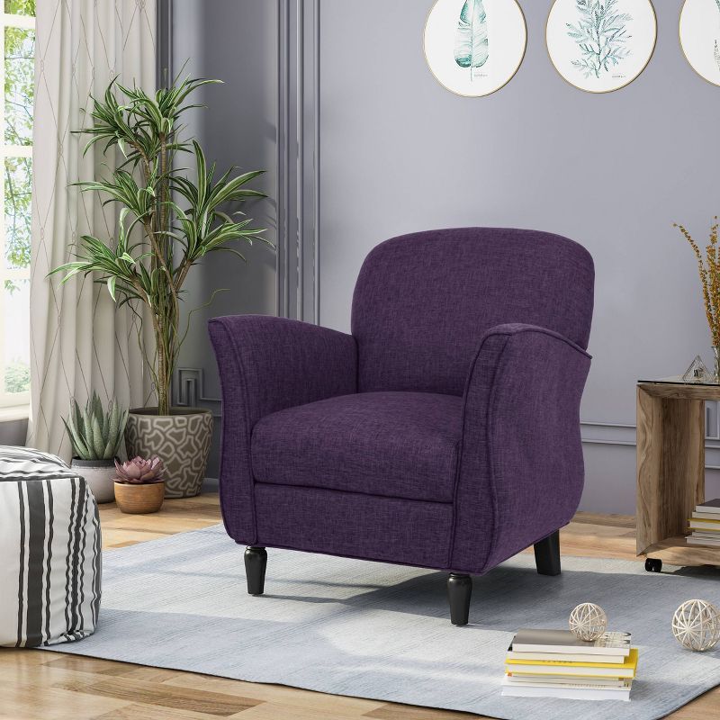 Purple Tweed Traditional Wood Armchair