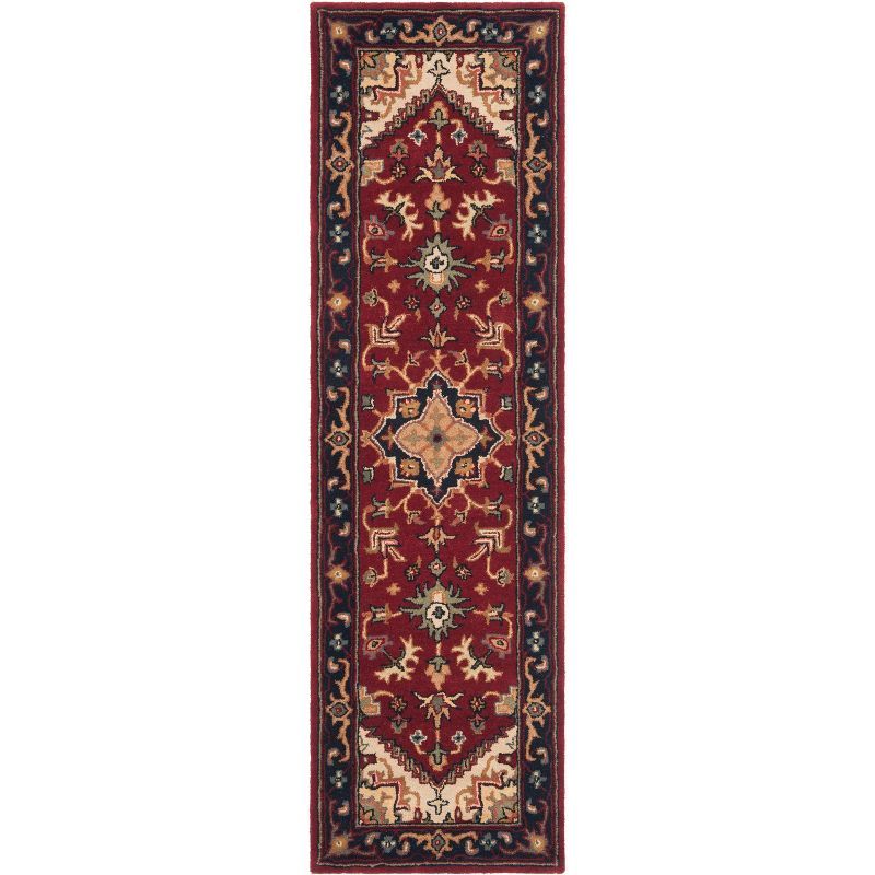 Elegant Heritage Hand-Tufted Wool Runner Rug in Rich Red