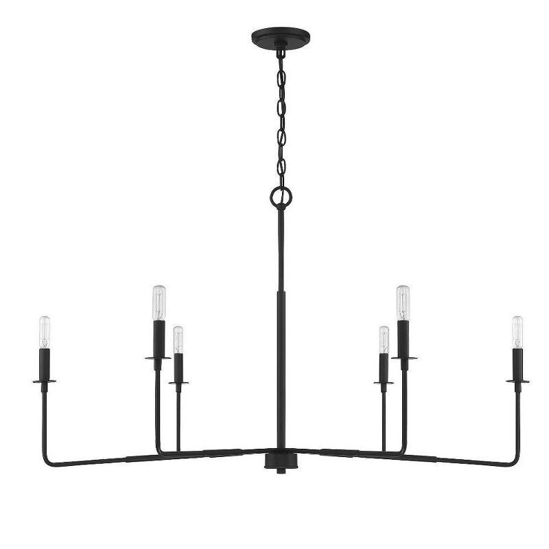 Salerno Matte Black Rustic 6-Light Chandelier (42" W x 25" H)