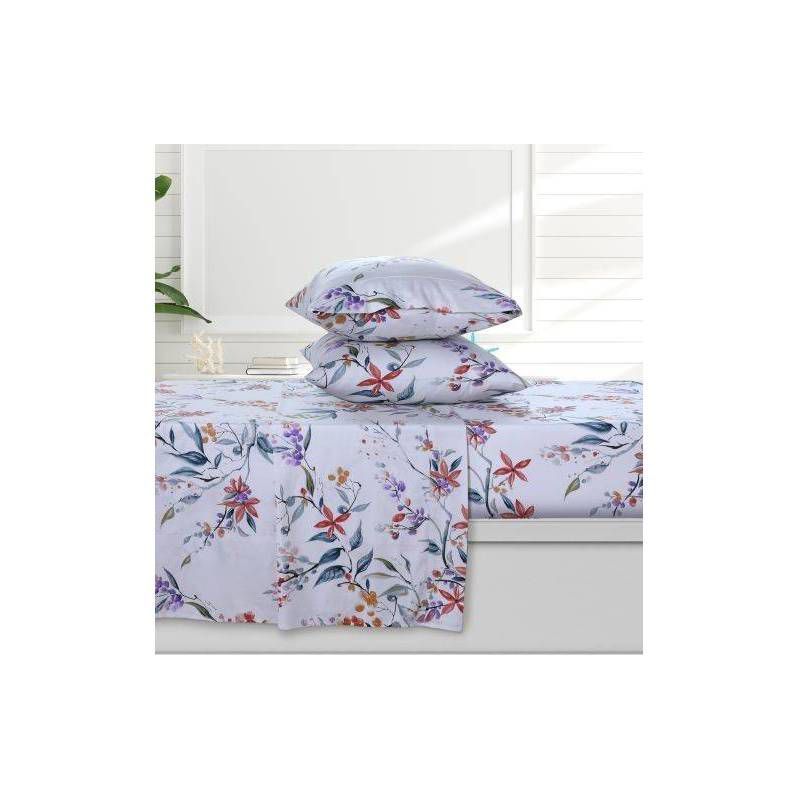 King Red Floral Organic Cotton Deep Pocket Sheet Set