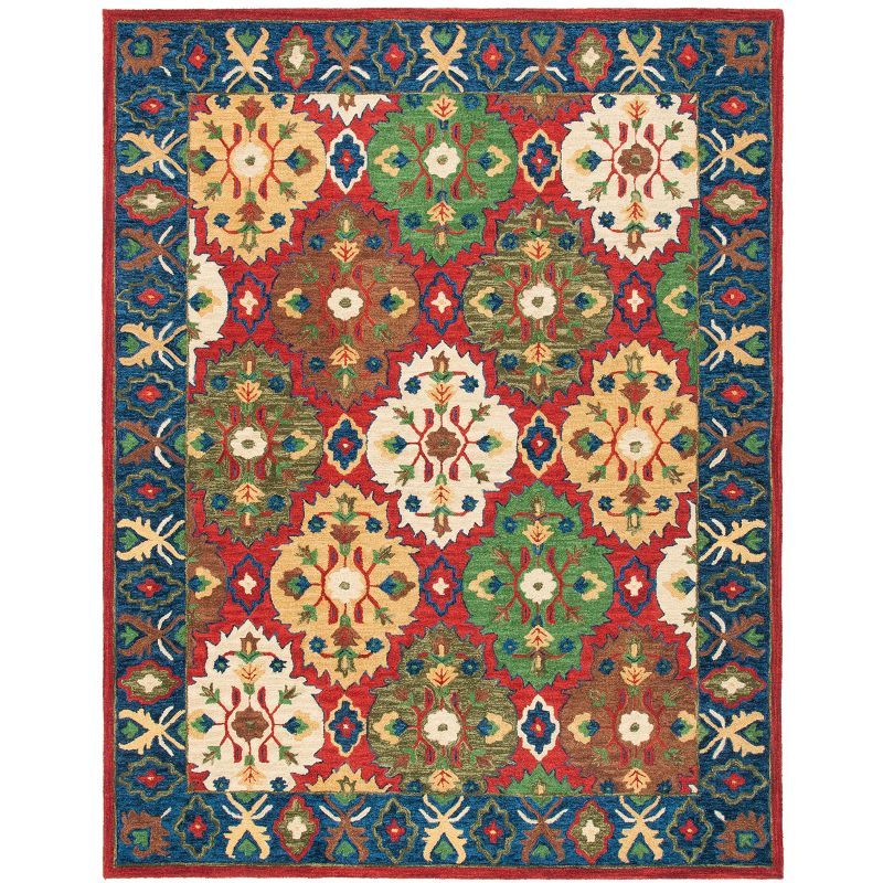 Heritage Red and Blue Hand-Tufted Wool 6' x 9' Area Rug