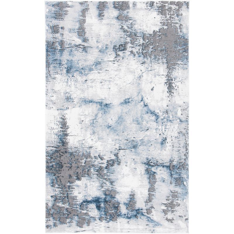 Abstract Swirls Reversible Synthetic Rug 4' x 6' - Blue