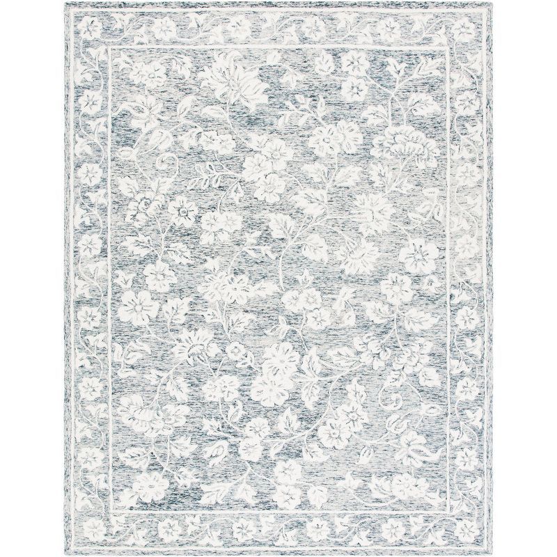 Capri Blue and Ivory Hand-Tufted Wool 8' x 10' Area Rug