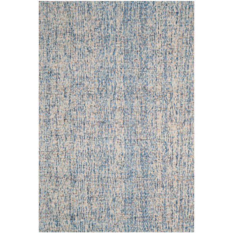 Medium Blue Abstract Handmade Wool Area Rug