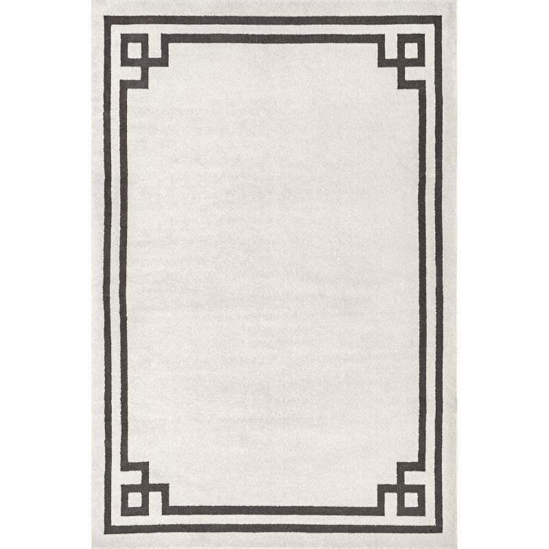 Beige and Black Rectangular Reversible Synthetic Area Rug, 5' x 7'