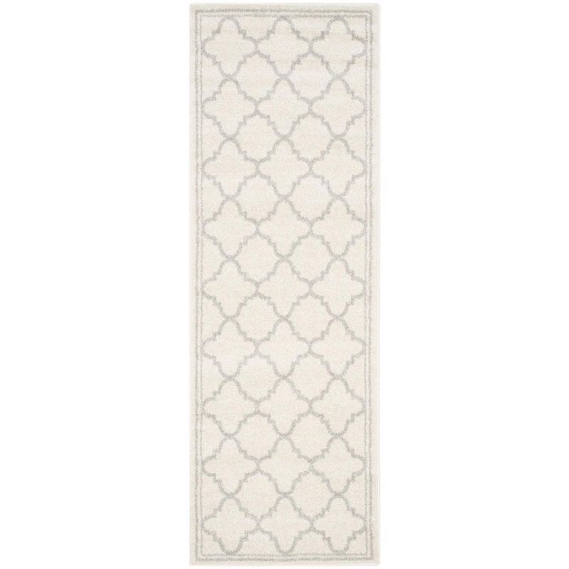 Geometric Beige and Light Grey Synthetic Easy-Care Runner Rug, 2'3" x 11'