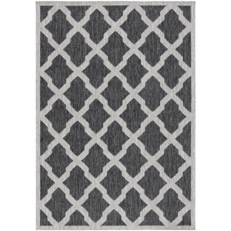 Gray Geometric Hand-Knotted Synthetic Indoor/Outdoor Rug