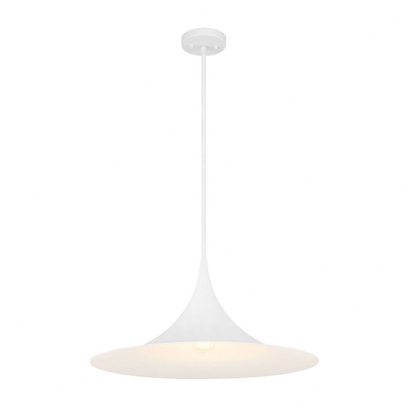 Bisque White Glass and Chrome 1-Light Pendant