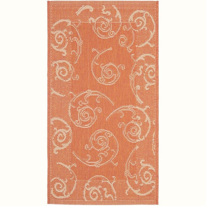 Terracotta & Natural Reversible Synthetic Area Rug, 2' x 3'7"