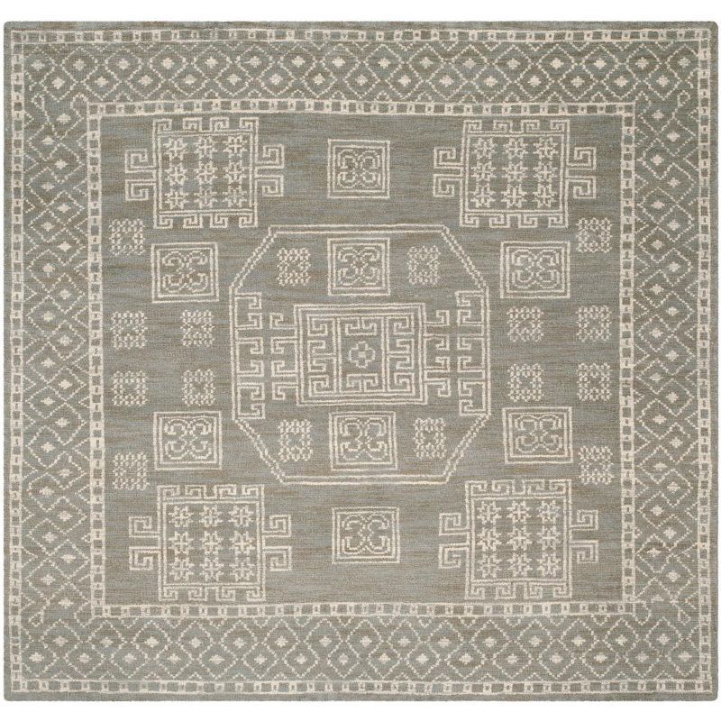 Kenya Gray Hand-Knotted Wool Square Area Rug