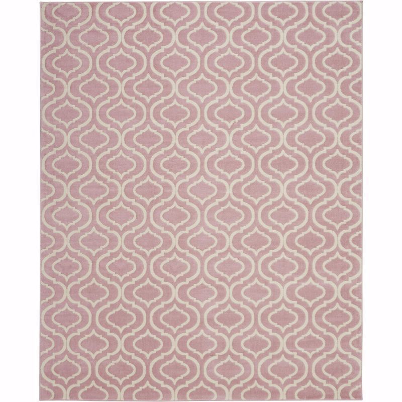 Moroccan Trellis Pink Viscose 8' x 10' Easy-Care Area Rug