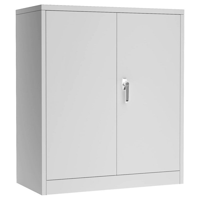 Gray 42" Lockable Metal Storage Cabinet with Adjustable Shelves