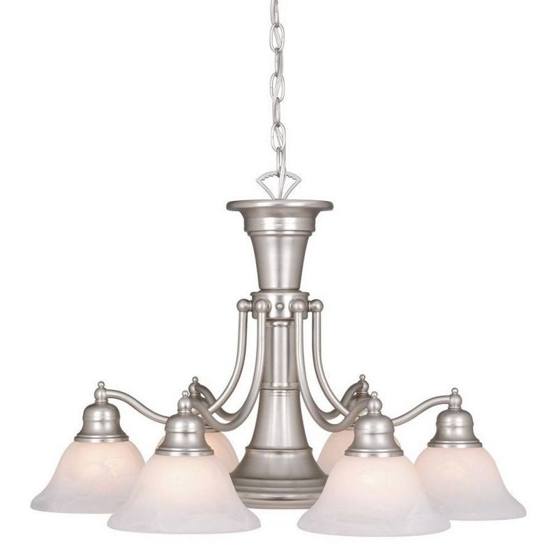 Brushed Nickel 7-Light Chandelier with Alabaster Glass Shades