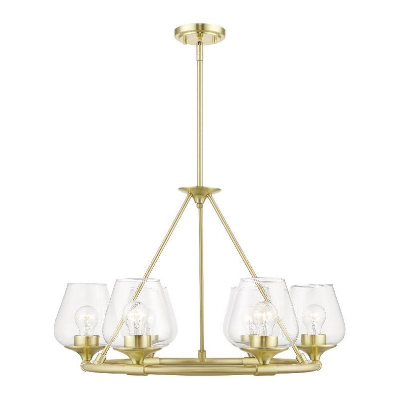 Elegant Willow 6-Light Chandelier with Clear Glass in Satin Brass