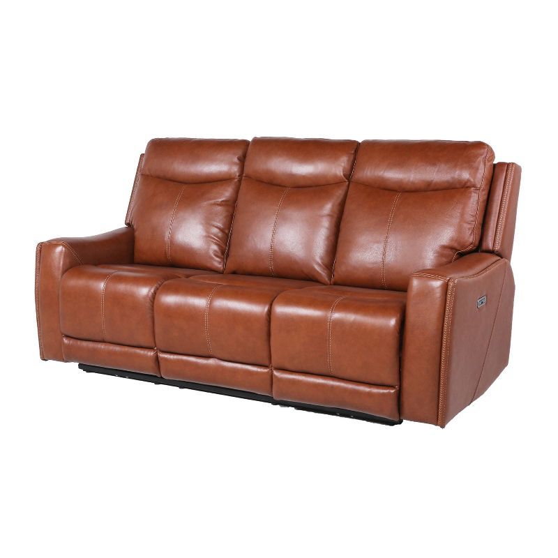 Natalia Caramel Faux Leather Power Reclining Sofa