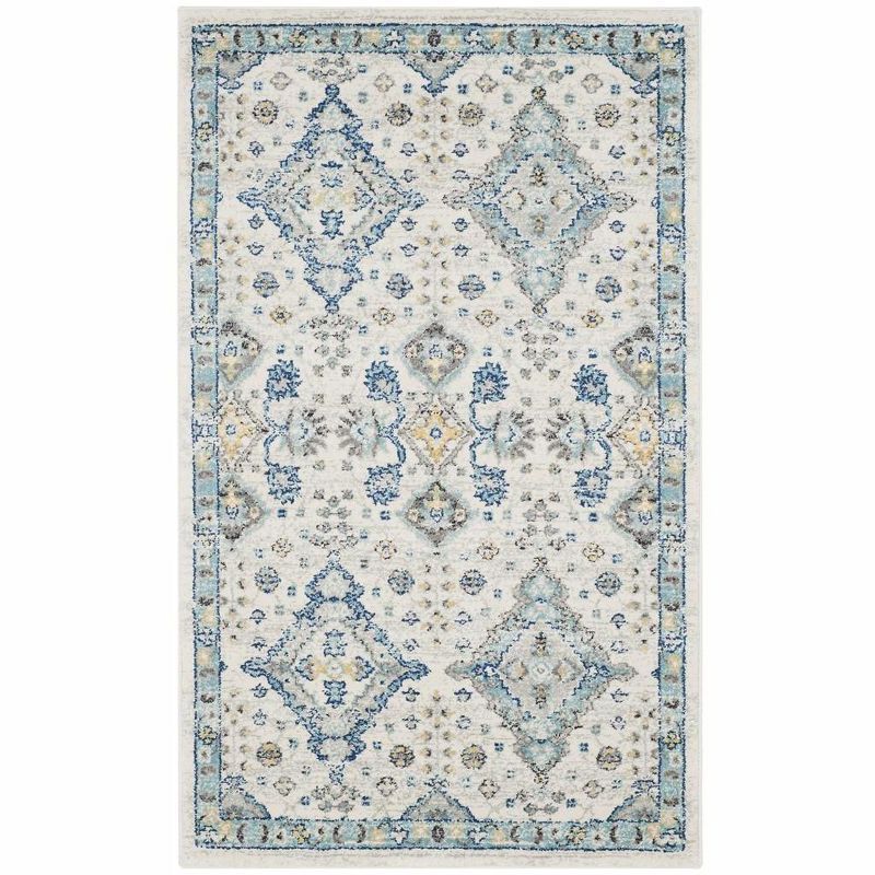 Elegant Ivory & Light Blue Reversible Synthetic Rug 4' x 6'