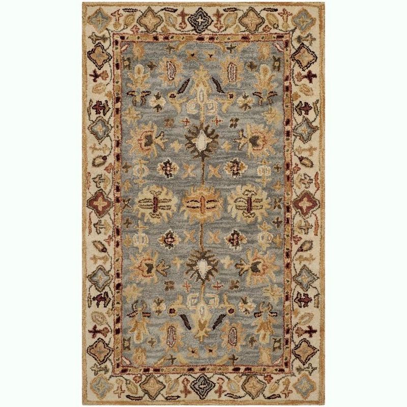 Hand-Tufted Elegance Blue Wool Rectangular Area Rug, 3' x 5'