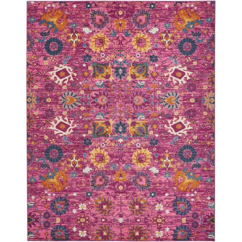 Fuchsia Floral Bliss Synthetic 8' x 10' Rectangular Area Rug