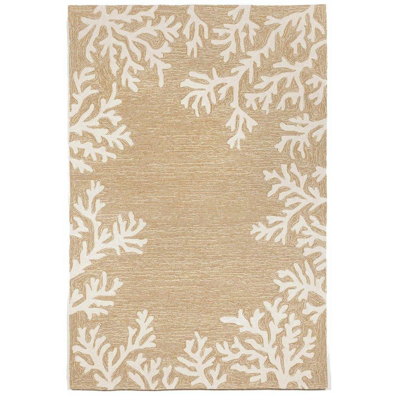 Coral Motif Neutral Synthetic 5' x 7' Hand-Tufted Area Rug