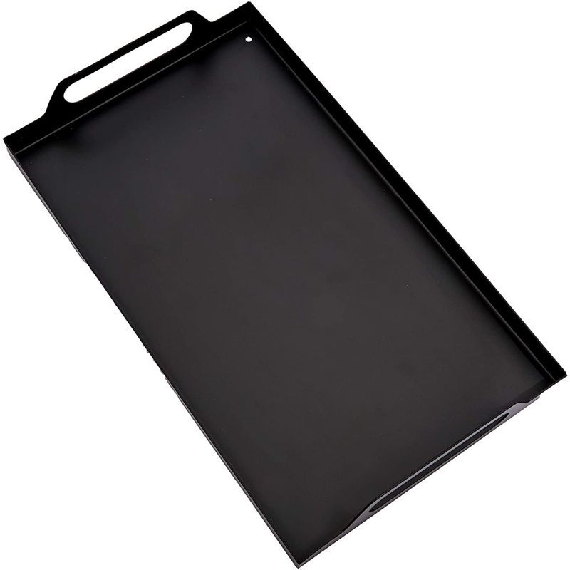 Black Metal Rectangular Serving Tray with Handles