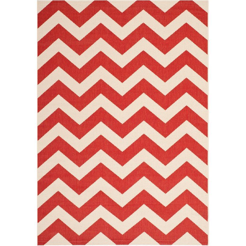 Red Chevron Indoor/Outdoor Synthetic Area Rug 4' x 5'7"