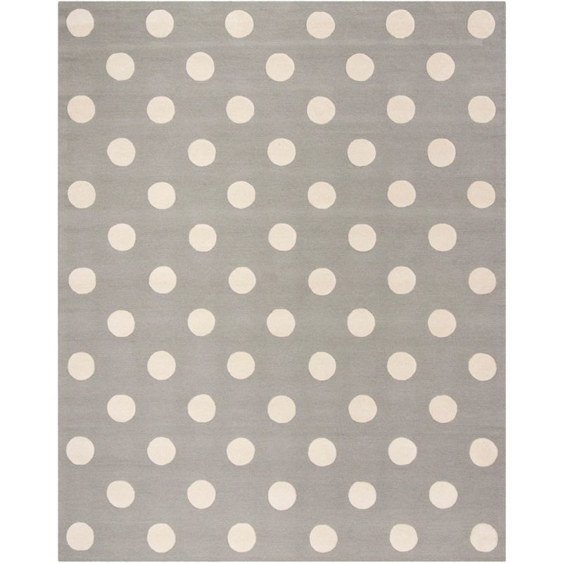 Grey and Ivory Polka Dot Hand-Tufted Wool Kids Rug