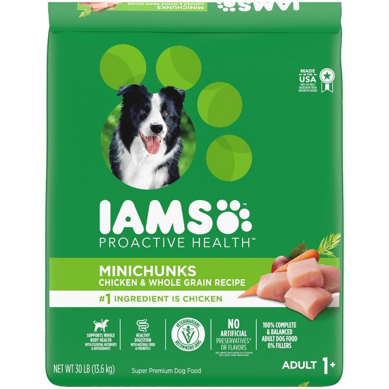 IAMS Proactive Health Chicken and Whole Grain Minichunks Dry Dog Food, 30 LBS