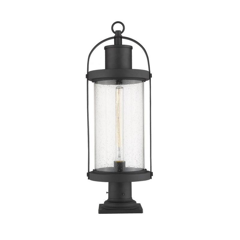 Black Vintage-Inspired Outdoor LED Lantern with Seedy Glass