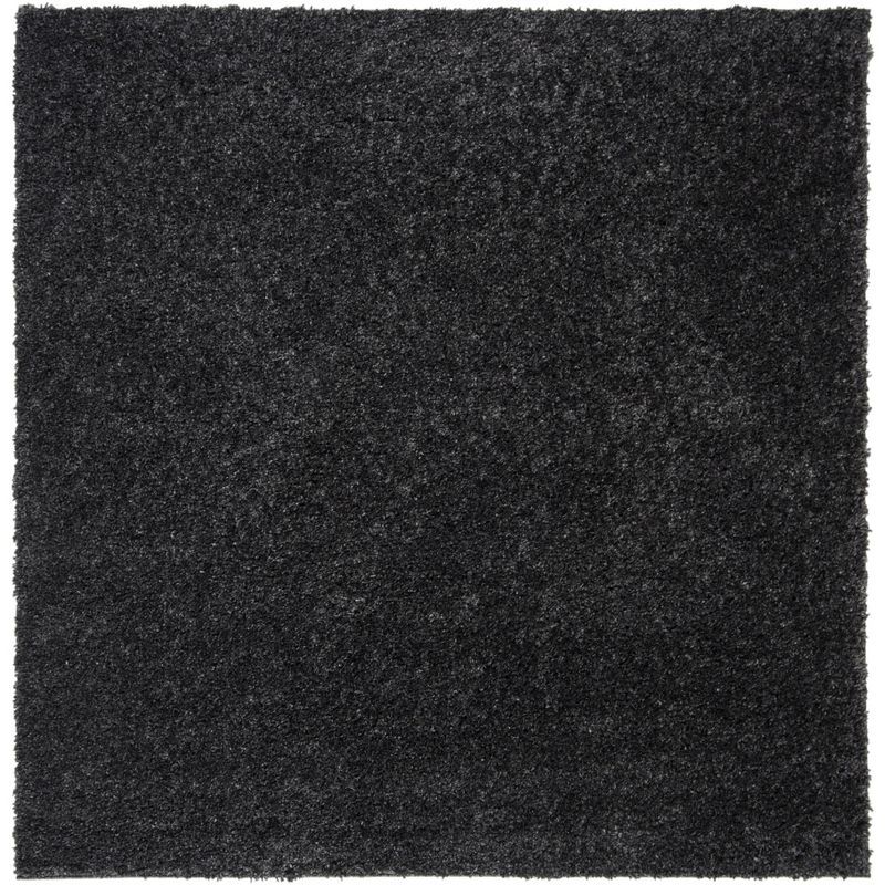 Charcoal Gray Plush Shag 5'3" Square Area Rug