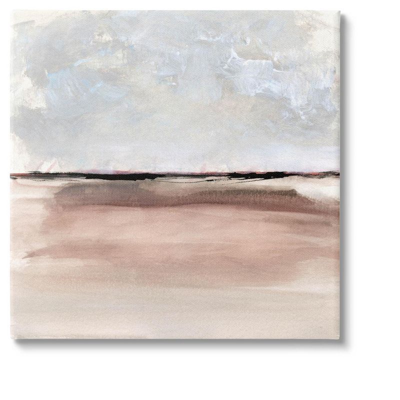 Abstract 17'' x 17'' Beige and Gray Canvas Landscape Art