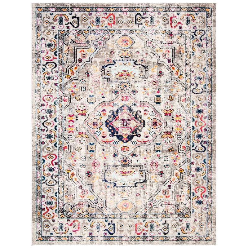 Elegant Grey/Blue Synthetic 9' x 12' Hand-Knotted Area Rug