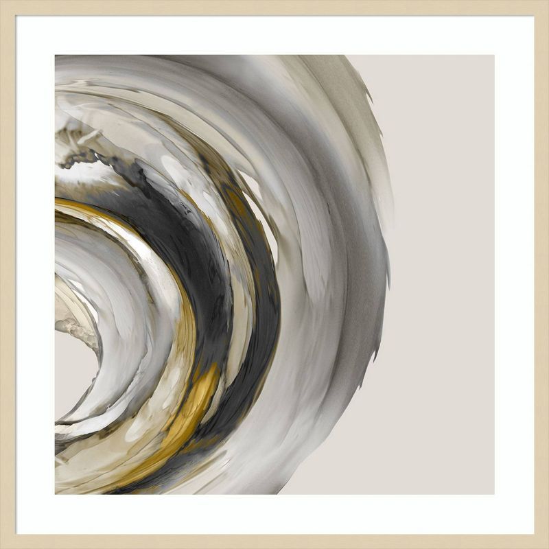 Odyssey Abstract Gray and Gold Framed Wall Art Print