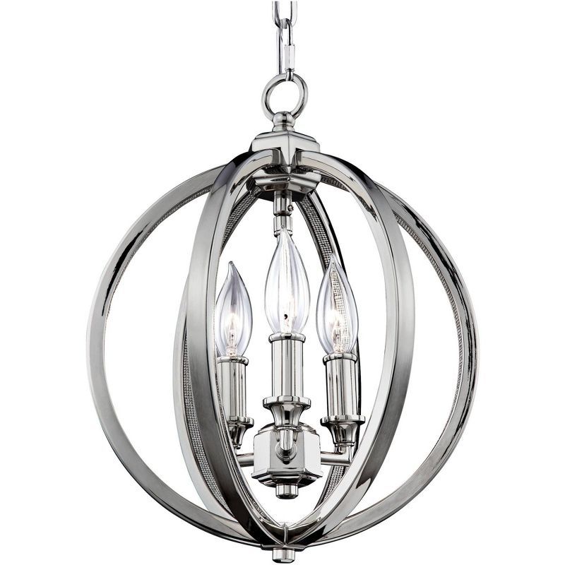 Corinne 14" Polished Nickel Crystal Globe Pendant Light