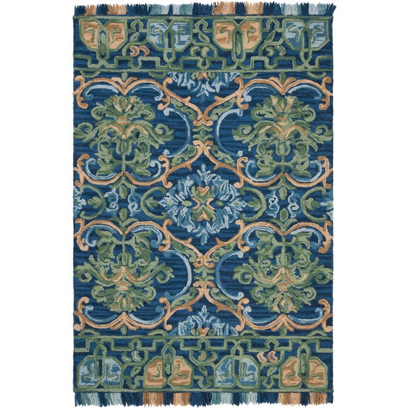 Handmade Blue Wool 4' x 6' Tufted Area Rug