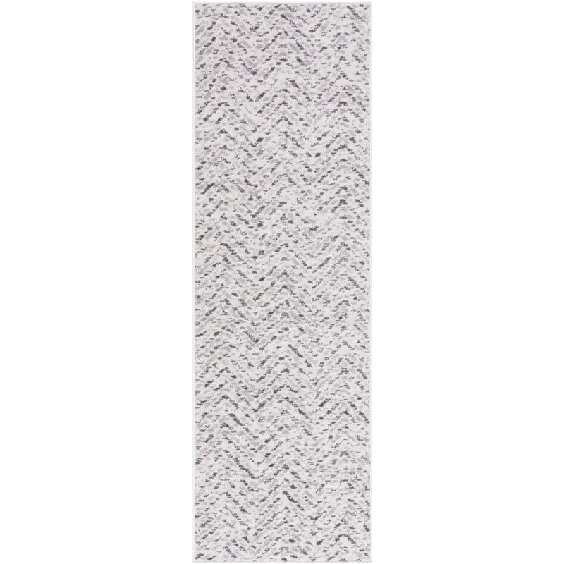 Chic Ivory & Charcoal Synthetic Reversible 2'6" x 12' Runner Rug