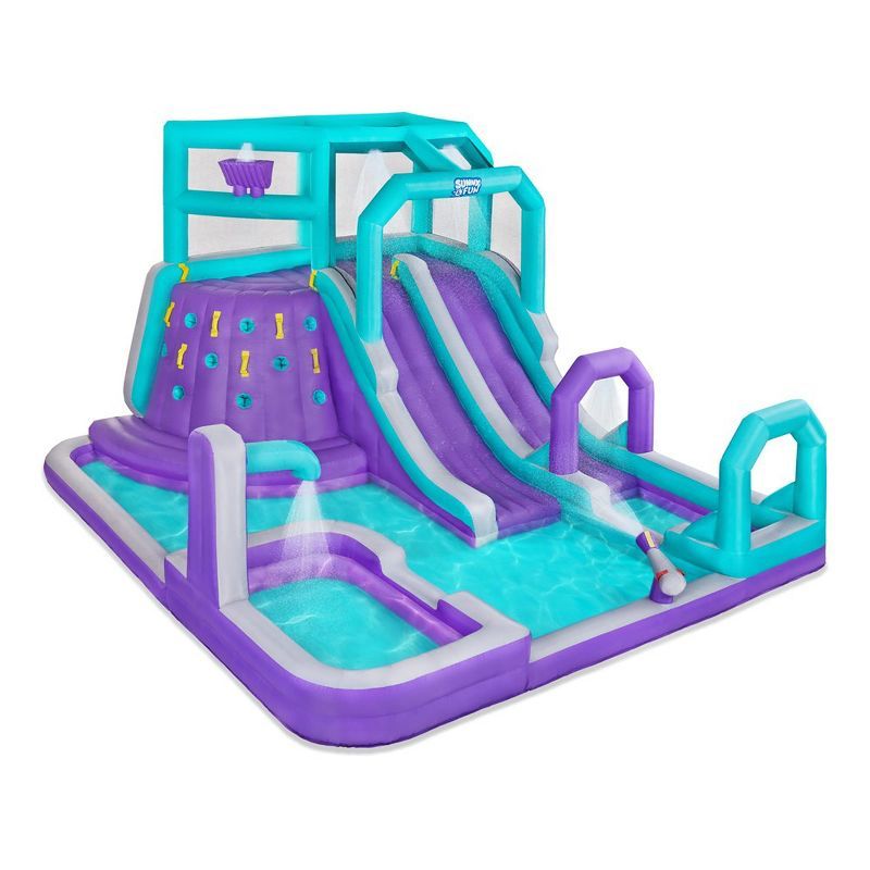 Mega Purple and Teal Inflatable Water Slide Park