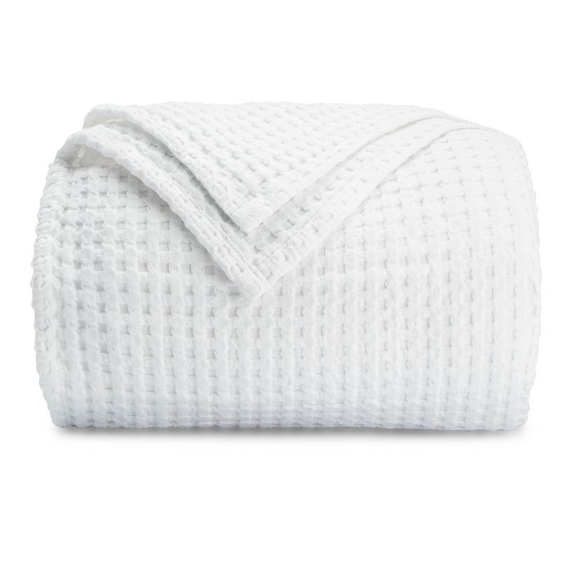 King White Cotton Waffle Weave Blanket