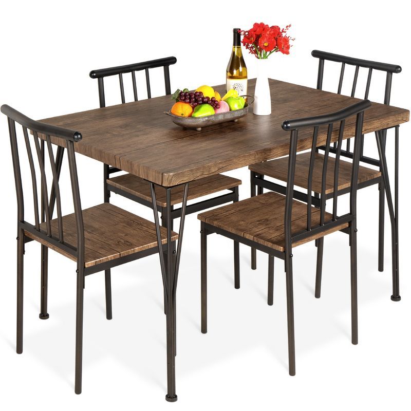 Drift Brown Metal and Wood 5-Piece Dining Set with 4 Chairs