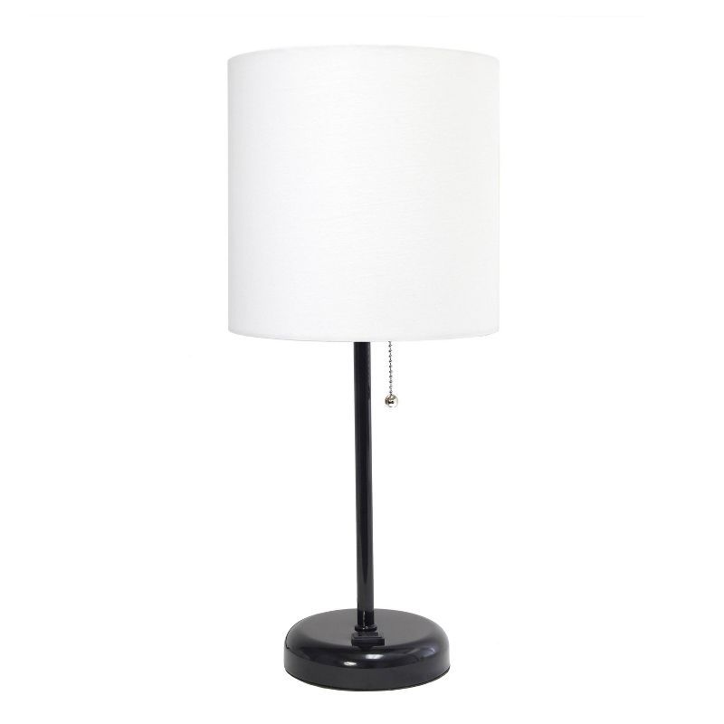 19.5" Black and White Adjustable Metal Table Lamp with Fabric Shade