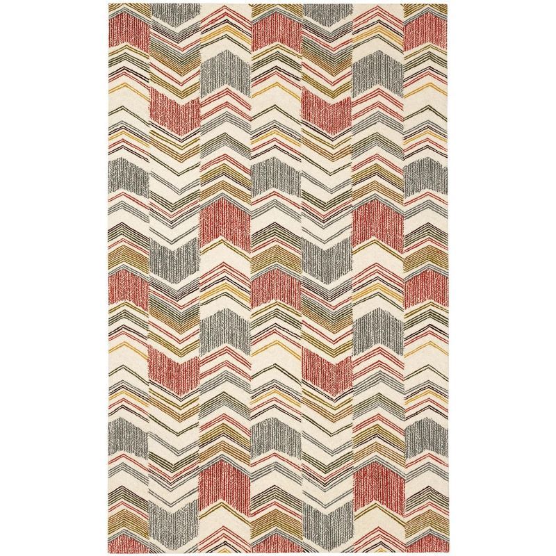 Multicolor Hand Woven Wool Rectangle Rug with Cotton Backing