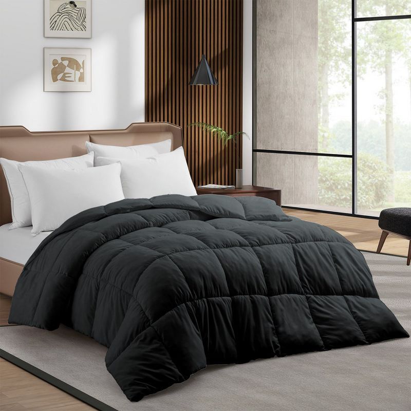 Full Size Black Microfiber Reversible Comforter